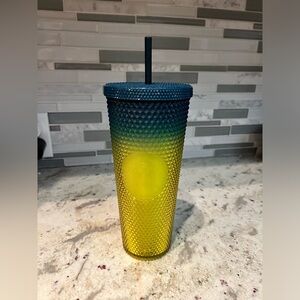 Starbucks Fall 2023 Yellow Green Gradient Studded Cold Cup Tumbler24 oz